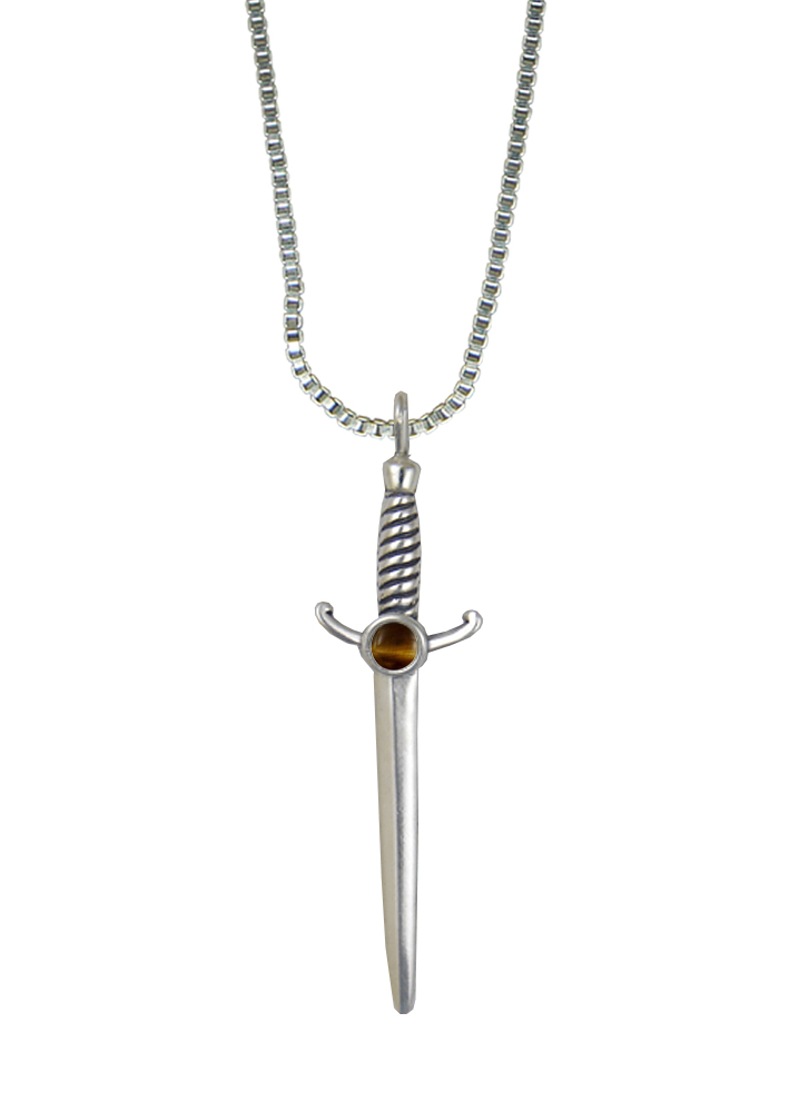 Sterling Silver Athena's Sword Pendant With Tiger Eye